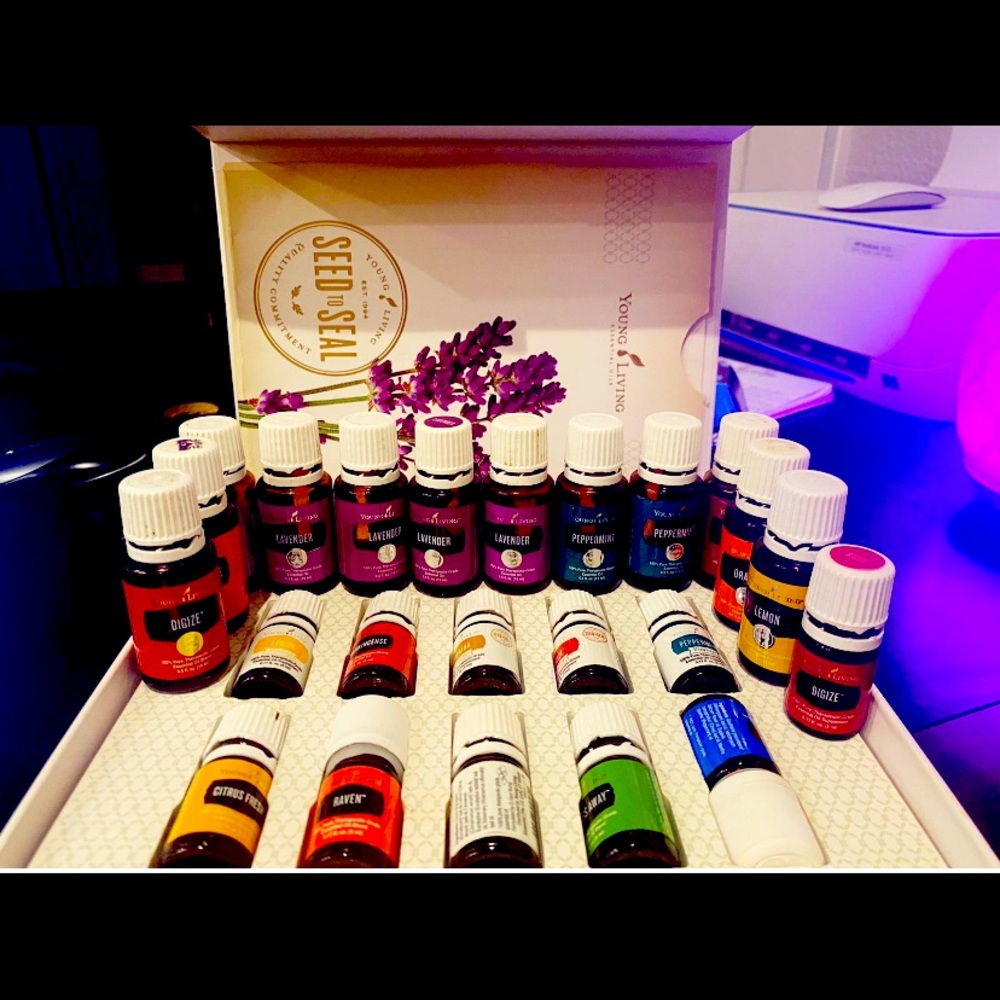 Empty bottles Young Living essential oils